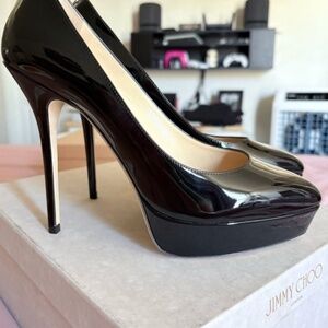 Jimmy Choo Glossy Black Platform Heels